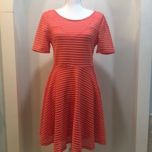 Lush Orange Ribbed Fit & Flare Dress